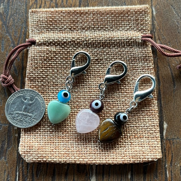Crystal Pet Charms Aventurine Pet Charm Rose Quartz Pet Charm Evil Eye Pet Charm - Picture 2 of 2